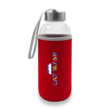 Szklana butelka 420 ml w pokrowcu Bob V0462-05