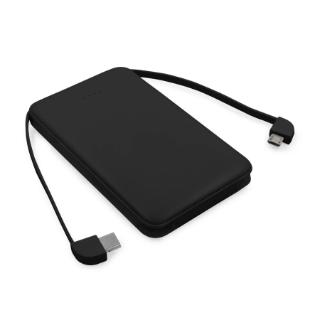 Power bank 5000 mAh ze zintegrowanymi kablami, adapter w komplecie Presley | VA-V0905-03