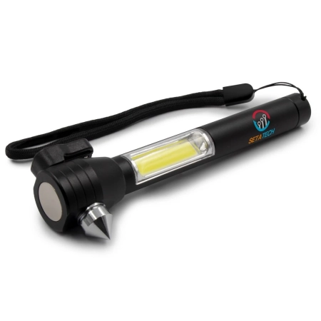 Latarka bezpieczeństwa 1 LED COB, przecinak do pasów, młotek bezpieczeństwa Flint | VA-V0925-03
