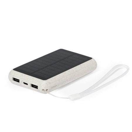 Power bank 5000 mAh ze słomy pszenicznej, ładowarka słoneczna V1353-00