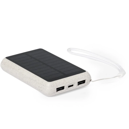 Power bank 5000 mAh ze słomy pszenicznej, ładowarka słoneczna | VA-V1353-00