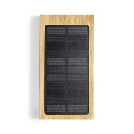 Bambusowy bezprzewodowy power bank 10000 mAh, ładowarka bezprzewodowa 5W, ładowarka słoneczna | VA-V8335-16