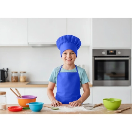 Zestaw małego kucharza, fartuch kuchenny i czapka kucharska, rozmiar dziecięcy Nedina | VA-VA063-04