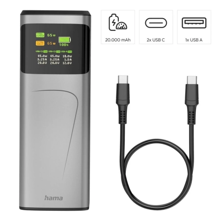 Power bank 20000 mAh Hama High Power 65W | VA-VH028-15