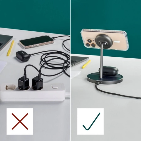 Magnetyczna ładowarka bezprzewodowa 2 w 1 15W Hama | VA-VH066-03